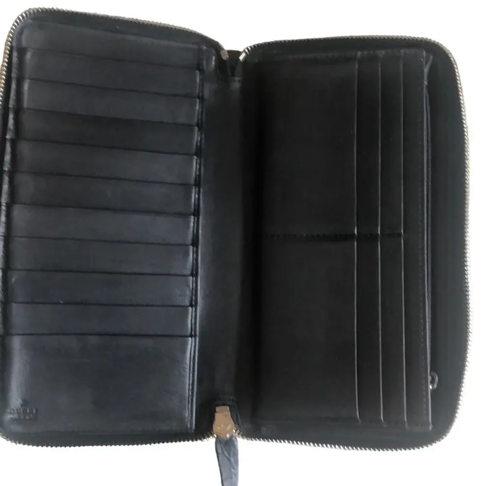 Gucci Black Guccissima Zip Around Long Wallet GG Signature leather - Picture 6 of 12